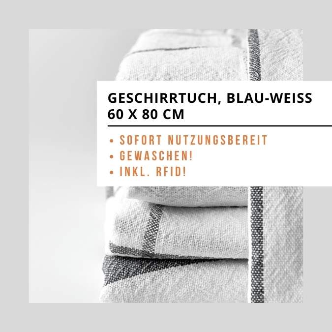 Geschirrtuch Halbleinen blau-weiss 50x70cm (inkl. RFID)