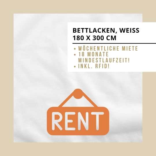 Wochenmiete Bettlaken weiss 180x300 cm (inkl. RFID)