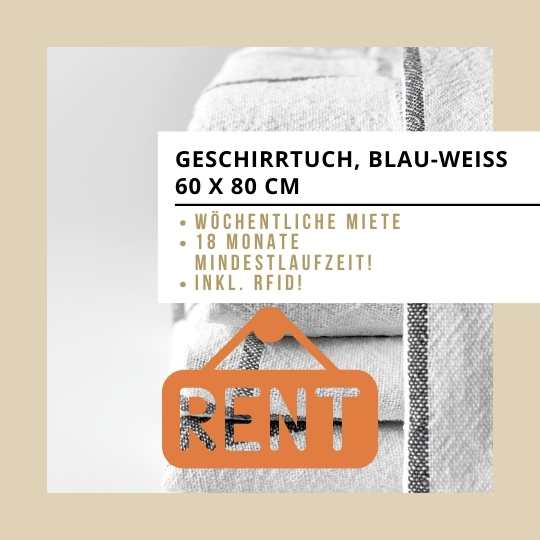 Wochenmiete Geschirrtuch weiss/blau 80x60 cm (inkl. RFID)